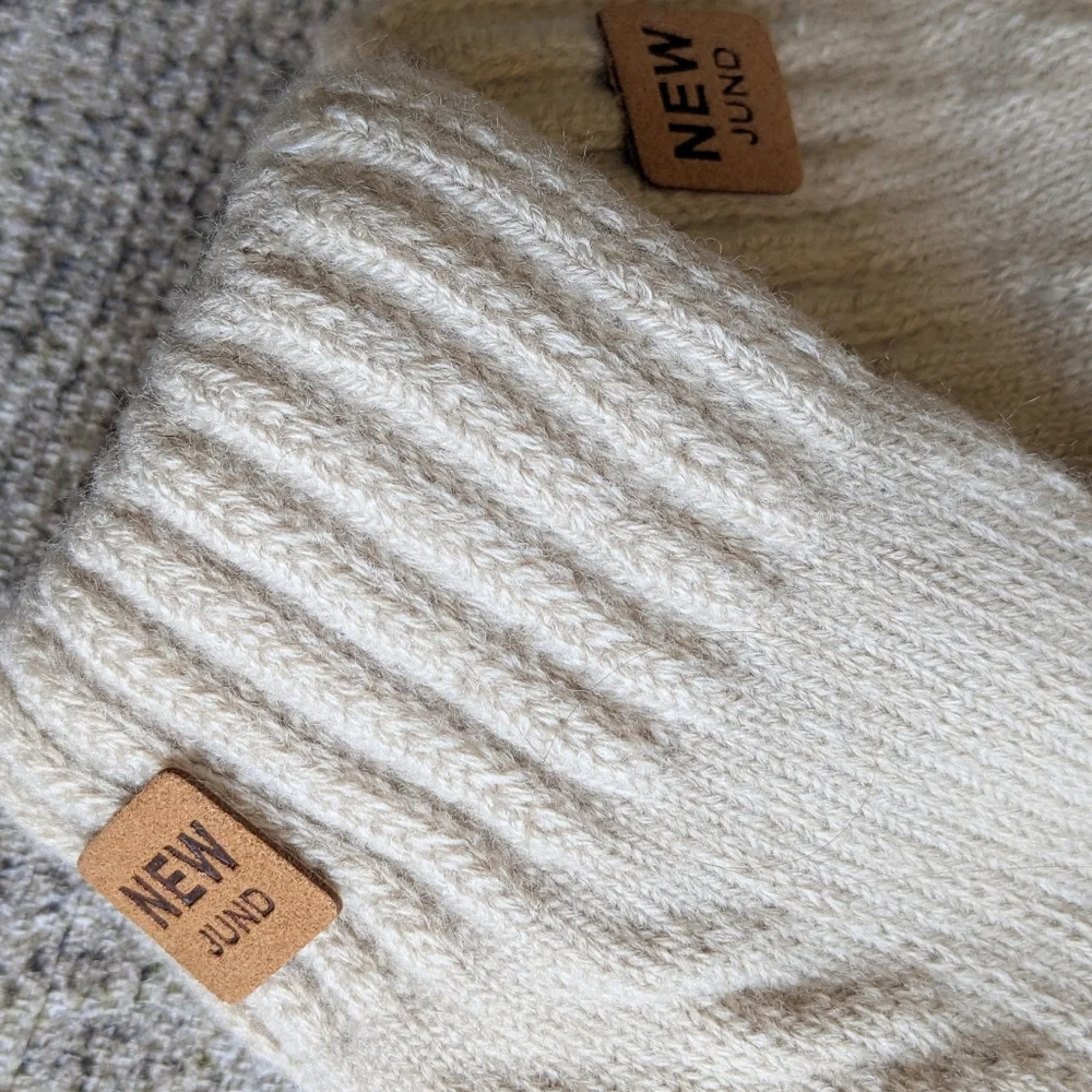 Elegant thickened Double-layer Knitted Gloves Beige